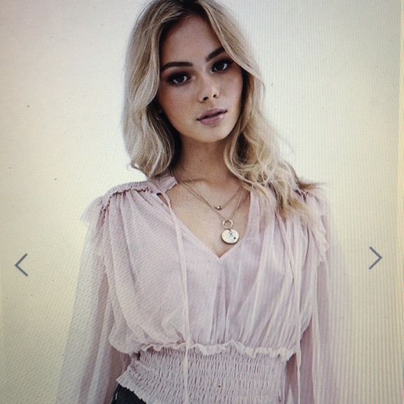 Free People Tops - NWT Free People Sheer Dusty Mauve Twyla Top XL